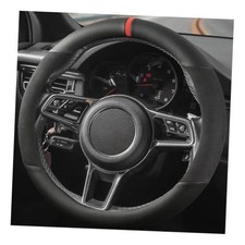 Suede Steering Wheel Cover with Upgraded Silicone Inner Partial Genuine Leather