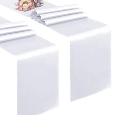 2-Pack 12x72-inch White Satin Table Runners for Wedding Birthday Banquet