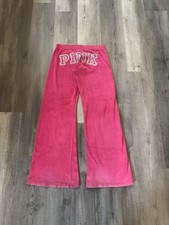 Vintage Y2k Victoria's Secret Pink Velour flared Track Mean Girls Sweatpants XS