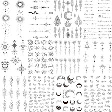12 Sheets 150 Pcs Tiny Small Temporary Tattoos Stickers for Women Men Finger Han