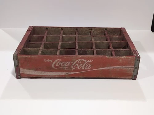 Vintage  Red Coca-Cola 24 Bottle Wooden Crate