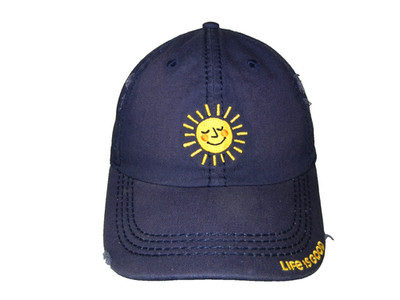 LIFE IS GOOD Blue/Yellow SMILING-SUNSHINE BASEBALL HAT Happy  display picture 1