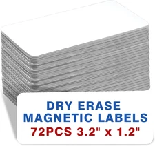 72 Pcs Dry Erase Magnetic Labels, 3.2 x 1.2 Reusable Writable Magnetic Name Tags