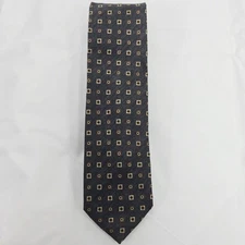 Geoffrey Beene Men's Necktie Gray Brown Geometric Silk Designer Tie
