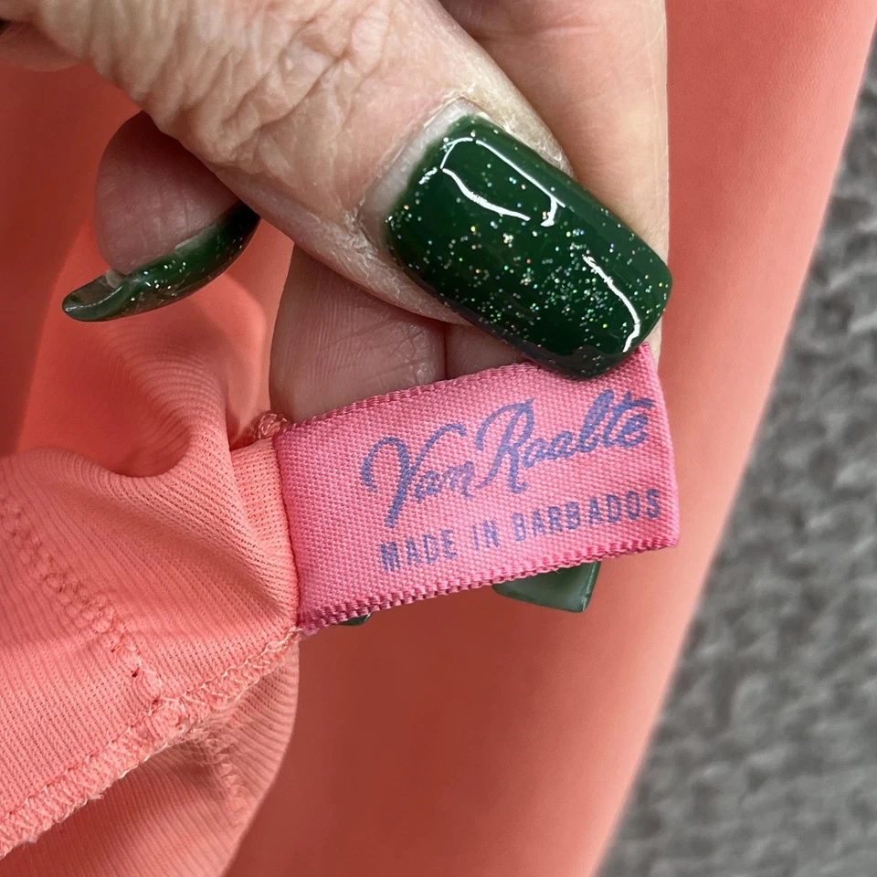 复古 Van Raalte Slip 女式 38 珊瑚尼龙花边全乳内衣 70 年代 — 第 3/4 张图片