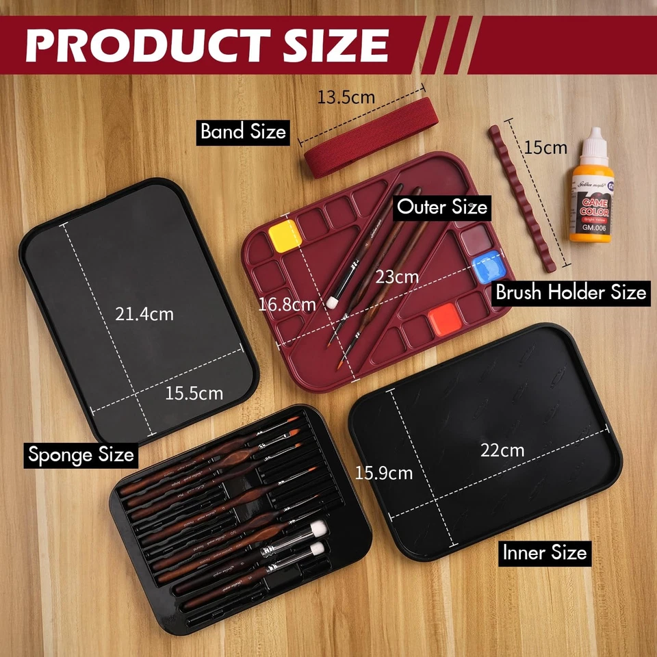 Wet Palette for Miniatures with 11 Brushes, Palette Paper, Sponges - Изображение 4 из 4