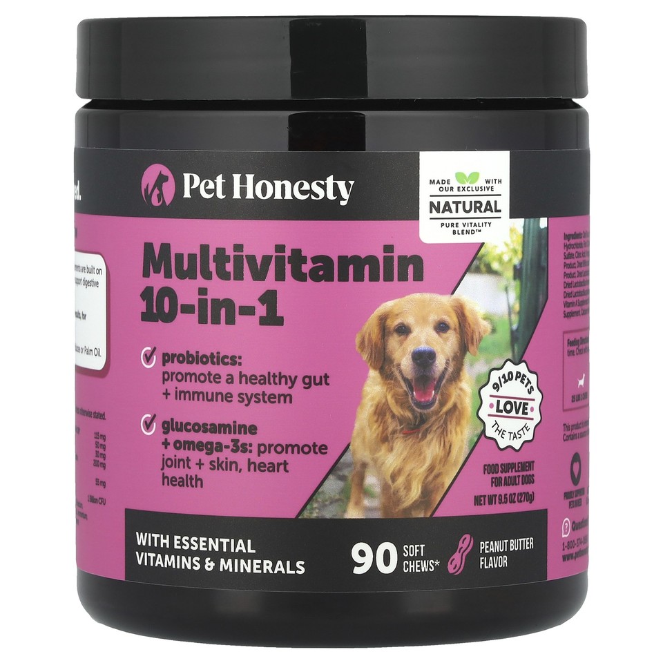 Multivitamin 10-in-1, For Adult Dogs, Peanut Butter, 90 Soft Chews, 9.5 oz (270