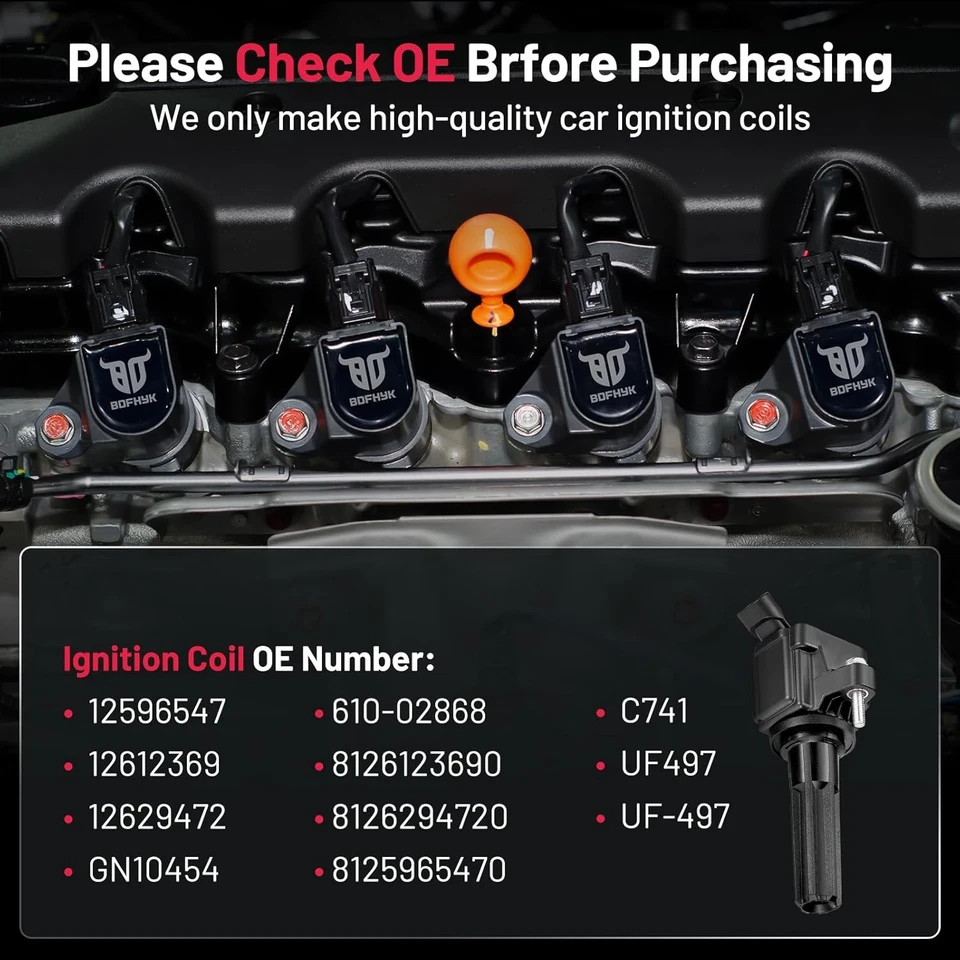 Paquete de 6 bobinas de encendido para Hummer H3 2007 2008 2009 H3T 2009 2010 L5 3,7 L UF497 Foto 4 de 4
