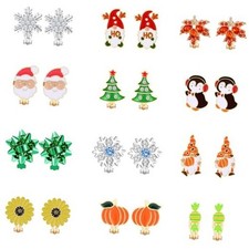 12 Pairs Christmas Thanksgiving Clip on Earrings Set for Teen Girls Women