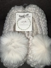 NWT LEMON Anthropologie Pom Knit Cabin Slippers Cottagecore Sz S 5-7