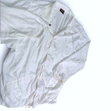 Vintage Hilton Coaches Jacket Men Large Made in USA White Nylon Snap Windbreaker