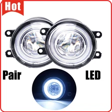 Pair LED Fog Lights Cold White W/Wiring For Toyota Sienna Yaris Camry Corolla