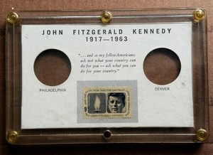 1964 1963 Stamp Set In Vintage Plastic Capital Case 'NO COIN'S" Empty