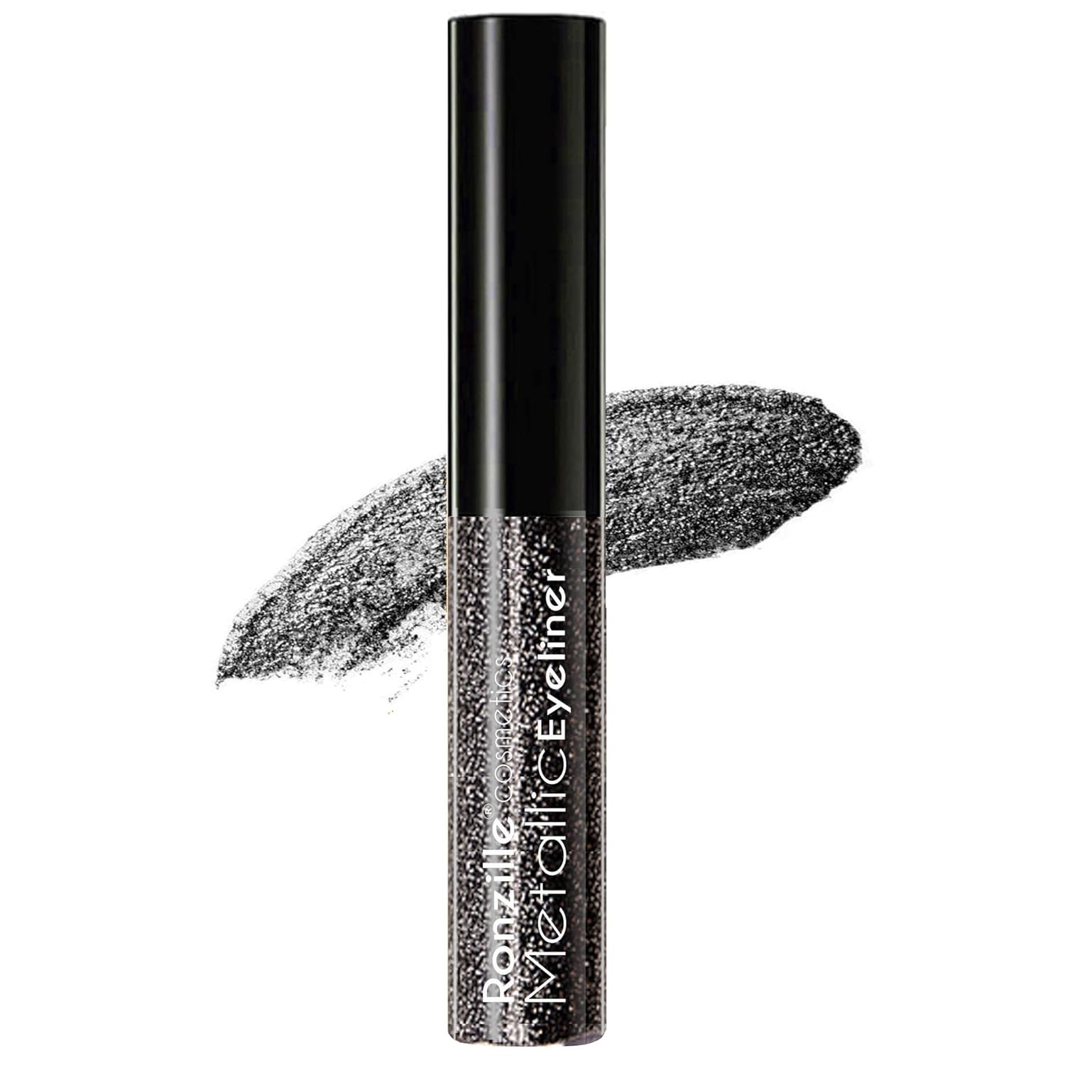 Ronzille Gel De Eyeliner Metálico Y Con Purpurina Color Negro 6ml