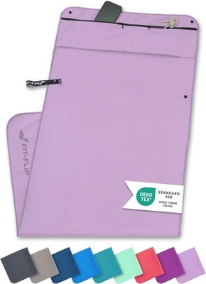 Fit Flip -Piece Towel Set with Zip Pocket + Magnetic Clip + Extra Sports Towel,