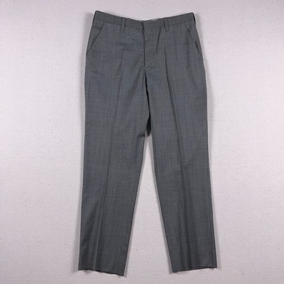 Corneliani Dress Pants Mens 32x30 Gray Wool Flat Front Micro Check Made in Italy