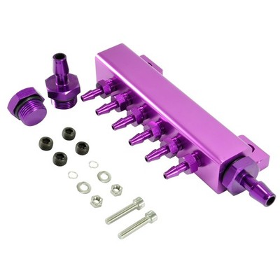 Unterdruck Verteiler Set Universal CNC Aluminium Ladedruck Vakuum Anschluss Lila