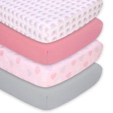 Baby Crib Sheets 4-Pack for Girl - Soft, Oval  Fitted Baby Girls Crib Sheet,...