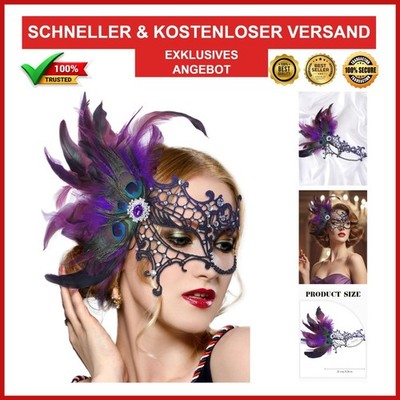 Venezianische Spitzenmaske mit Federn für Karneval und Maskenball