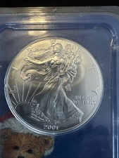 2001 American Silver Eagle Dollar Brilliant Uncirculated Coin, 1 oz .999 Silver 104.34 per troy oz