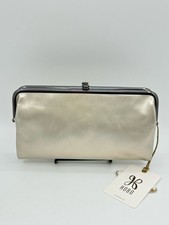 HOBO NWT Lauren Leather Clutch/Wallet Opal Women Push Lock Metallic Double Frame