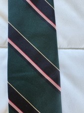 Brooks Brothers Silk Green Navy Pink Gold Striped Woven Men's Tie Classic