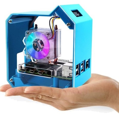 Raspberry Pi Mini Tower Kit mit Ice Tower Kühler OLED Display RGB Lüfter GPIO...