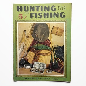 Vintage March 1936 Hunting and Fishing Tackle Rods Reels Lures Ad Magazine