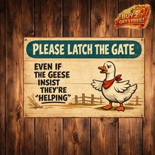 Funny Chicken Warning Sign Keep Gate Closed No Matter What Tin Metal Plaque