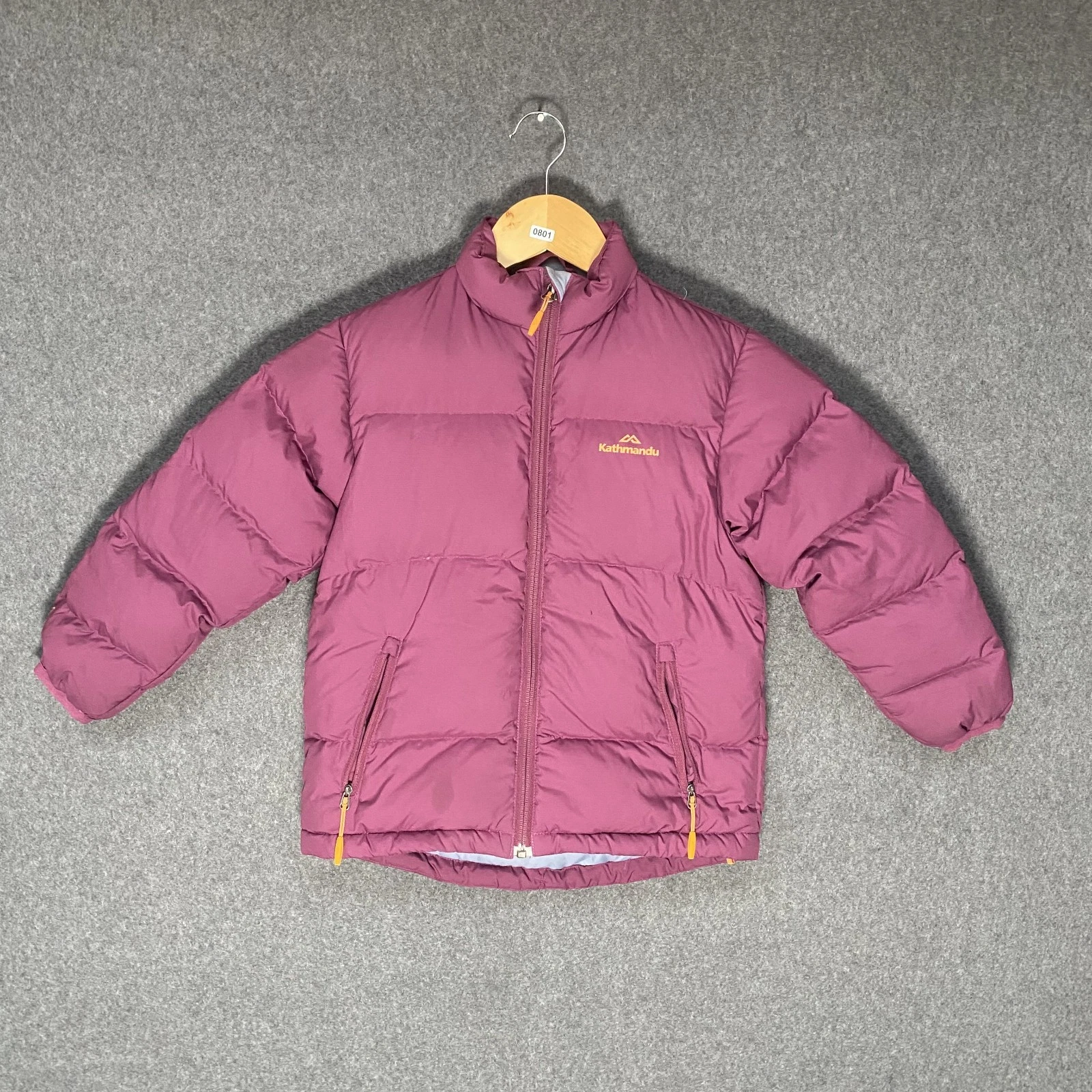 Kathmandu Puffer Jacket Kids Youth Small 4-6 Years Duck Down 550 Hooded Zip