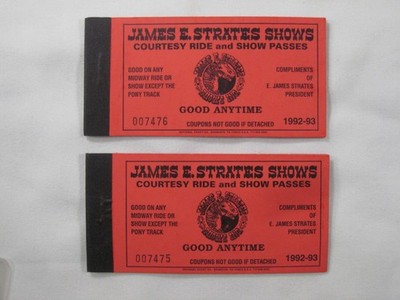 circus ticket pass rise James E. Strates 1992-93 NEW TWO booklets midway C2
