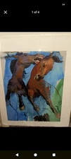 Beth Ann Carver Artist- Signed Watercolor - Wild Horses- Painting