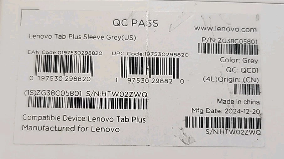 Funda OEM Lenovo Tab Plus para Lenovo Tab Plus - Gris - En caja al por menor Foto 3 de 4