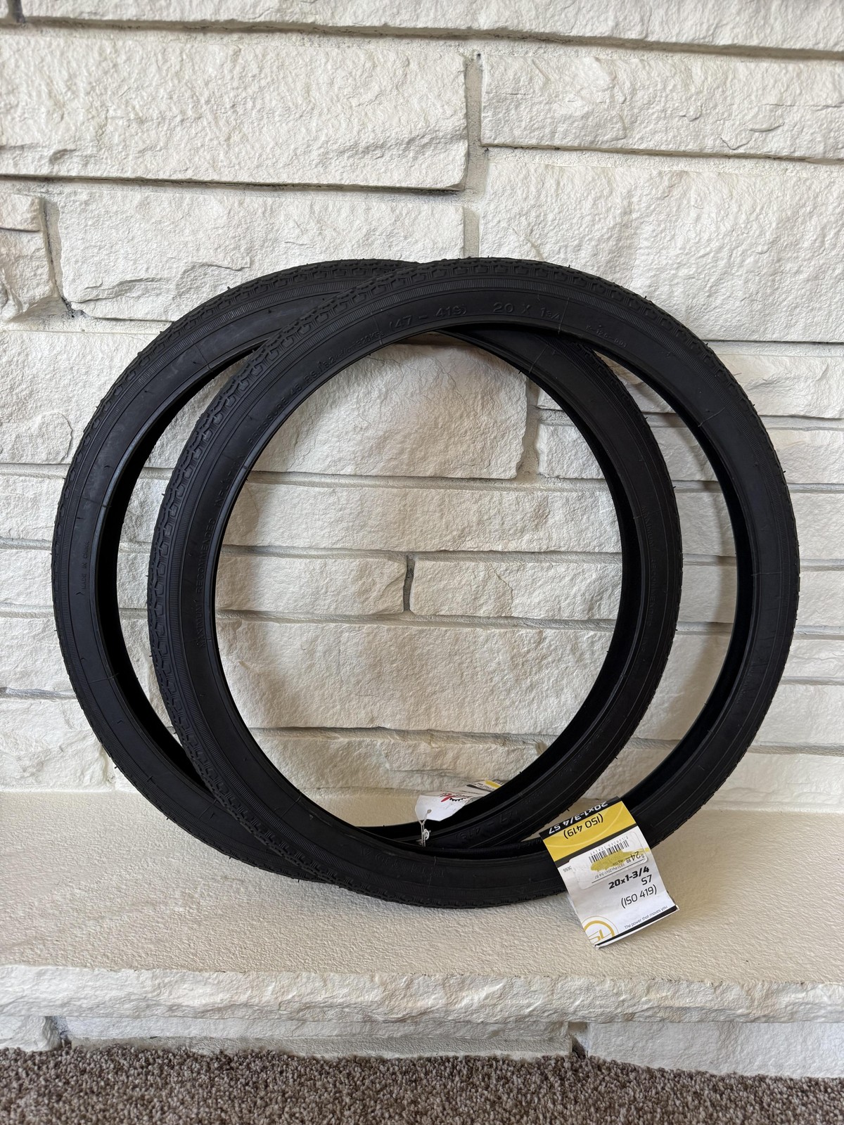 Kenda K-126-001 20x1-3/4 47-419 Bike Tires Pair Black Semi-Slick Clincher T34