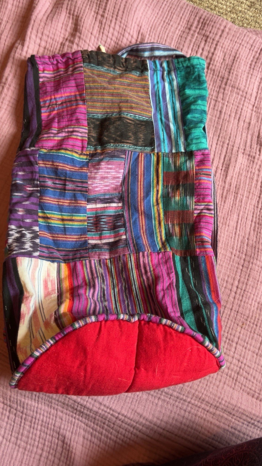 Patchwork Multicolor Drawstring Shoulder Bag Red … - image 2