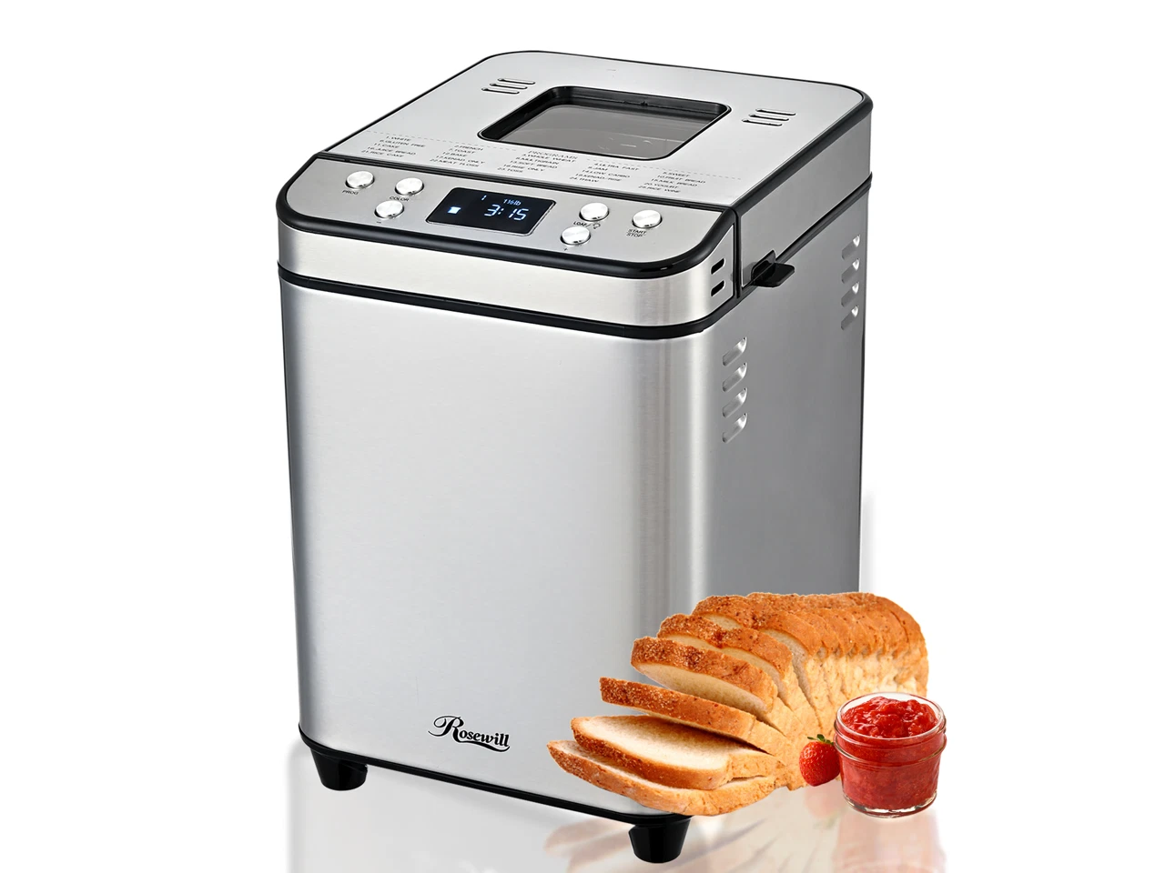 Rosewill 25-in-1 Automatic Bread Maker Machine with 3 Loaf Size up to 2LB, 700W