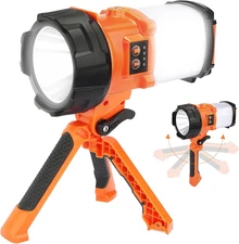 Tripod Rechargeable Camping Lantern, 6 Modes LED Flashlight Handheld Spotlight w