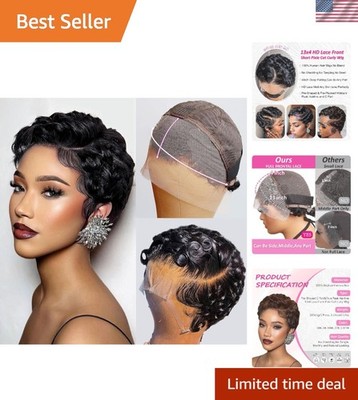 Chic Short Curly Pixie Cut Lace Front Wig - 100% Human Hair for Effortless Style