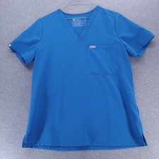 FIGS Scrub Top Womens Medium Blue V-Neck Technical Collection Nursing F1W000