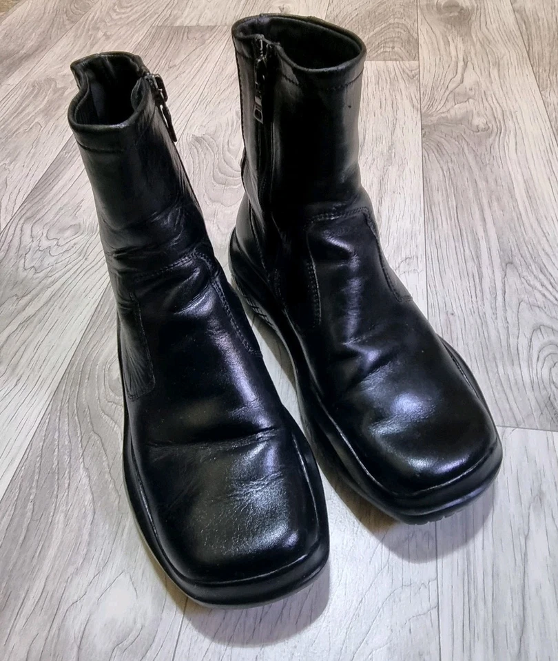 Prada ботинки женщин черный FW 1999 взлетно-посадочной полосы мотоциклиста молнии Vibram черноватый размер 6 нас - Изображение 4 из 4