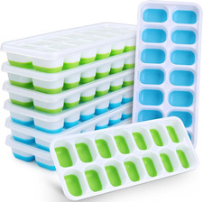 Silicone Ice Cube Tray, 8 Pack Easy-Release & Flexible 14-Ice Cube Trays with Sp