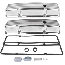 Aluminum Polished Finned Tall Valve Covers Replacement for Chevy