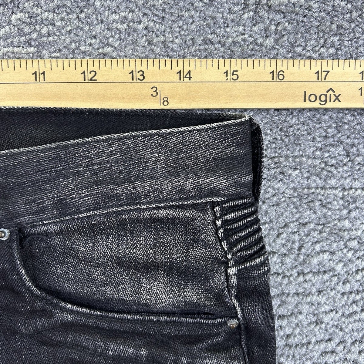 MNML Moto Biker Jeans Black Wash Slim Straight Denim Size 28 Fit