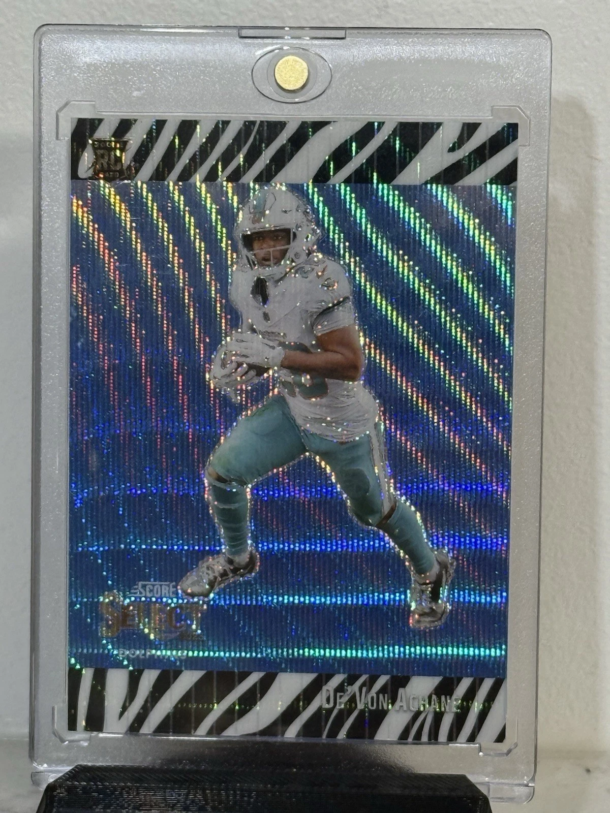 De'Von Achane Panini Select Score Select Throwback #STWDAC Zebra
