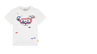  Steiff fish & ship shirt diver, white sizes 86-116