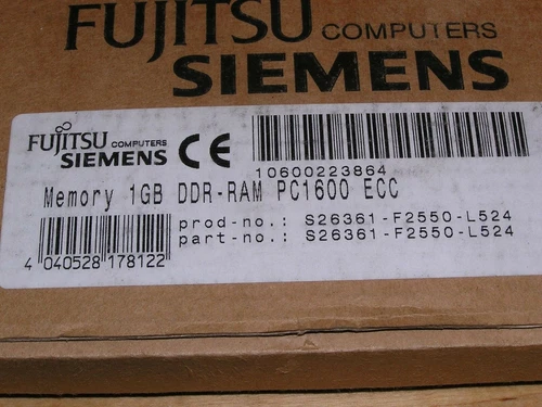 NEW - Fujitsu Siemens S26361-F2550-L524 Memory 1GB DDR-RAM PC1600 ECC sealed
