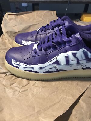 Nike Air Force 1 Low '07 QS Purple Skeleton Halloween 2021 CU8067-500 Size 10.5
