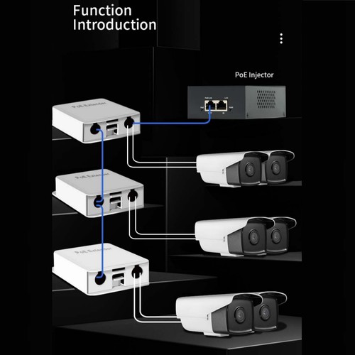 1000mbps 4-Ports POE Extender Repeater 1 in 3 Out Network Extension Poe Switch - Picture 9 of 14
