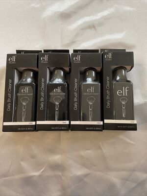 New 4 LOT E.L.F. DAILY MAKEUP BRUSH CLEANER ~ CLEAR ~ 2.02 FL OZ EACH