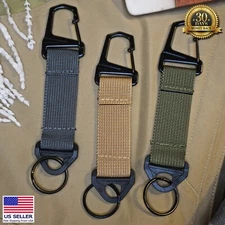 Tactical Keychain Carabiner Lanyard Snap Hook Military Style Key Ring Accessory